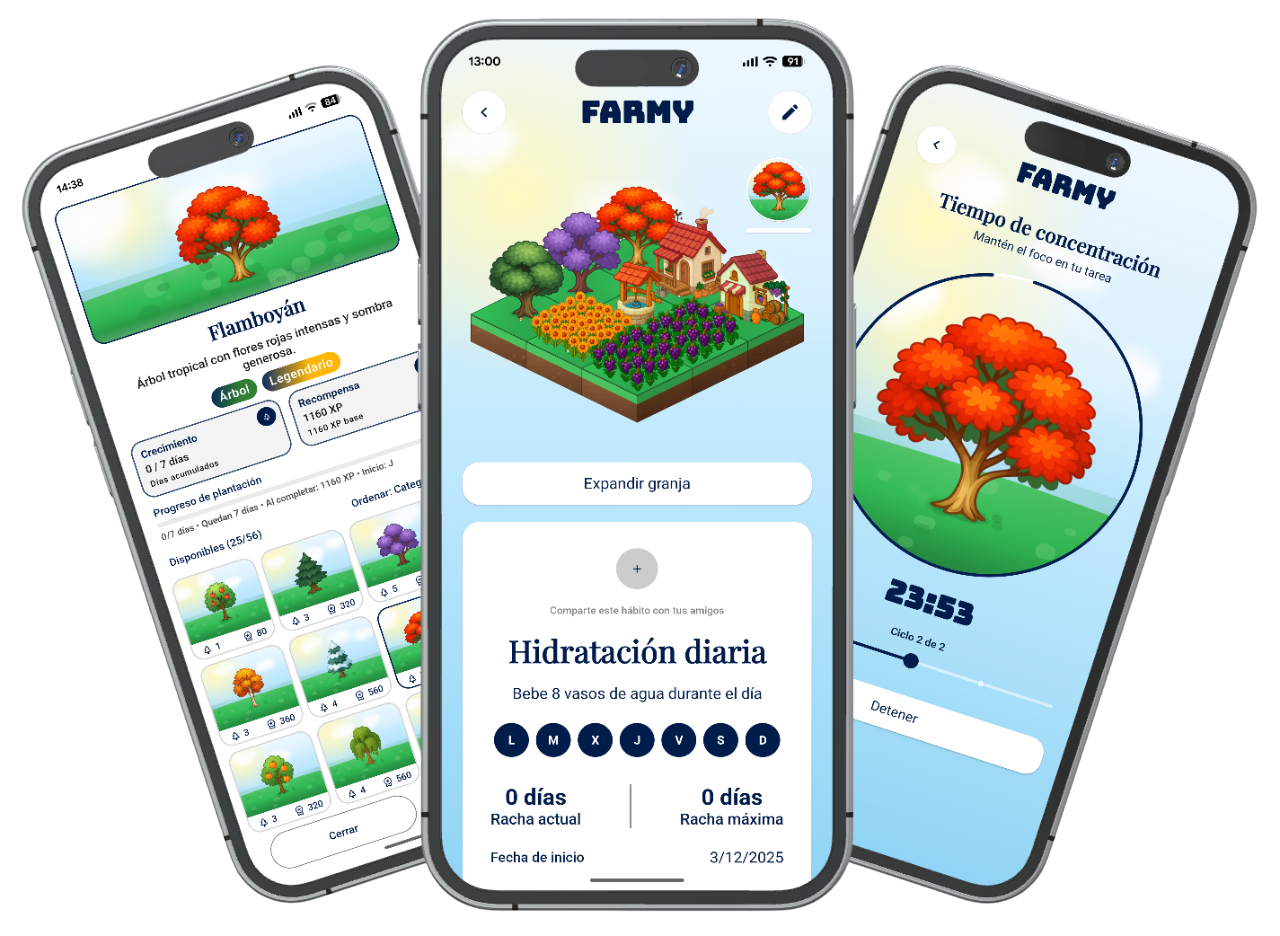 Farmy — mockup de la app