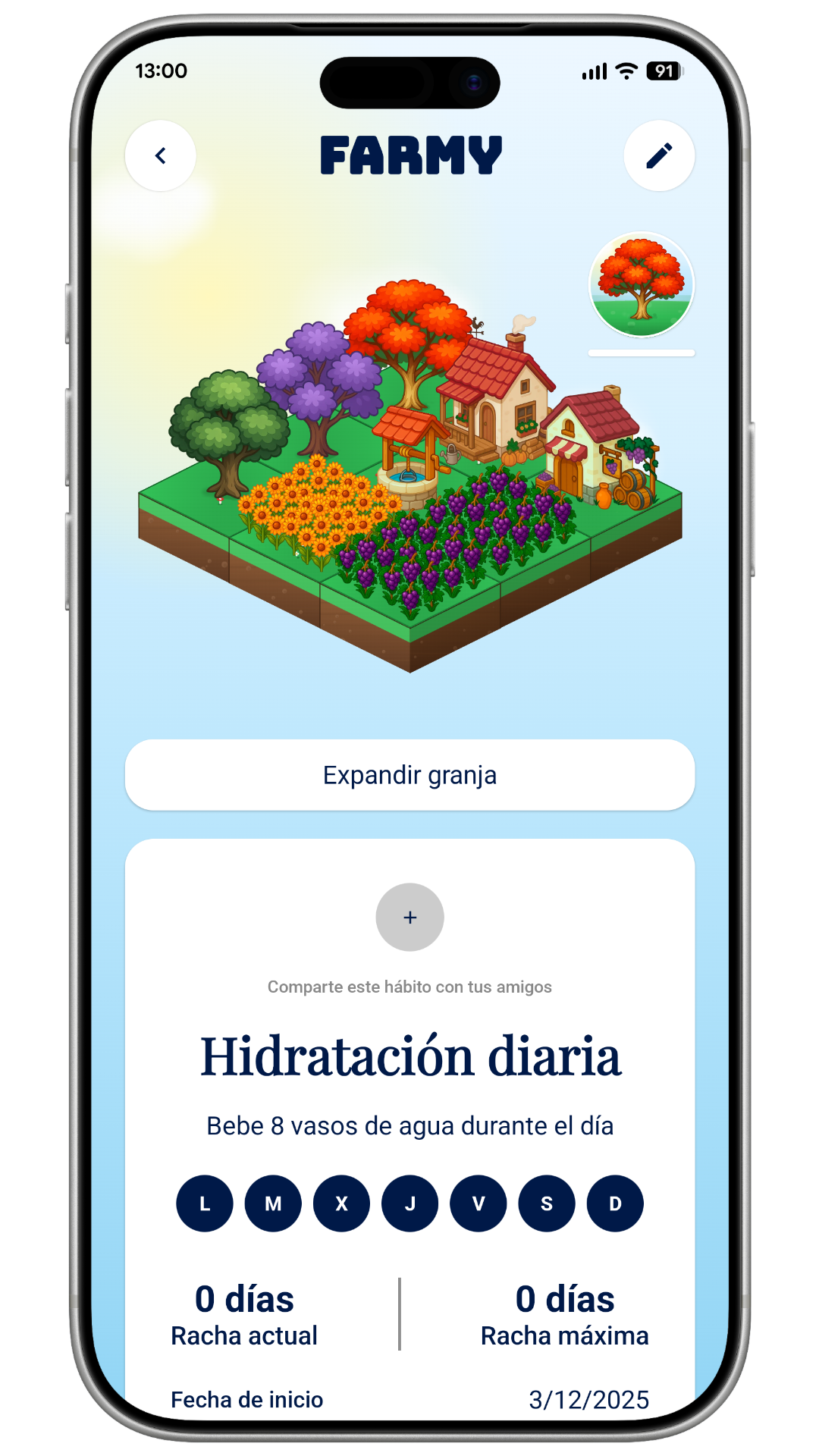 Farmy: tablero principal